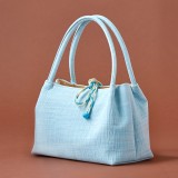 近江ちぢみ 羽衣上布バッグ 水色